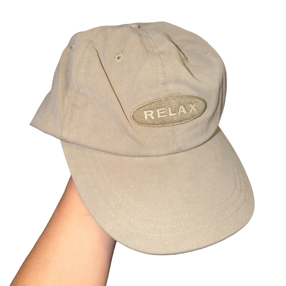 Vintage 90s Tommy Bahama "Relax" beige cotton baseball dad hat. Adjustable back